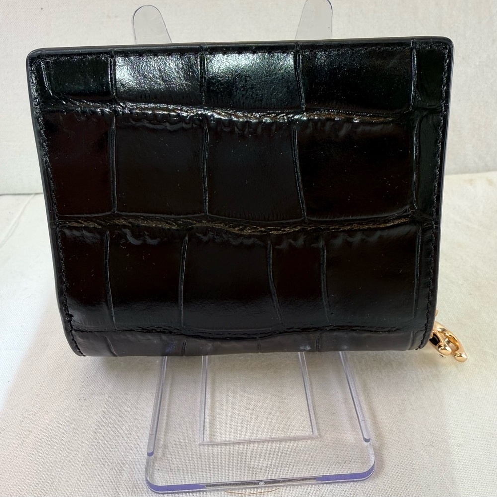 NWT Coach Croc Black Leather Snap Closure Wallet with Gold Hardware ($198) - Picture 8 of 9